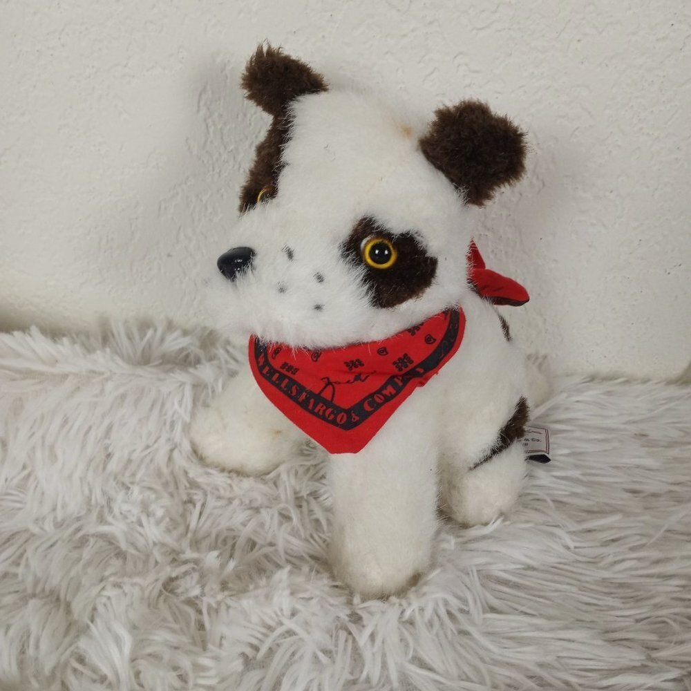 Vintage Jack Wells Fargo Stuffed Plush Dog Mascot w/bandana